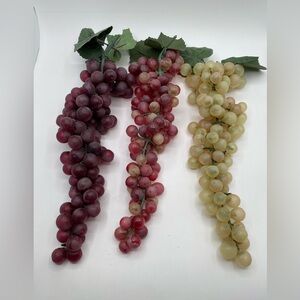 MCM Rubber Grape Clusters Faux Fruit Large 13-14” Lot of 3 Vintage